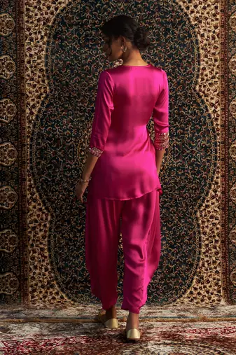 Rani pink model satin coord set