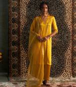 Marigold model satin  kurta set