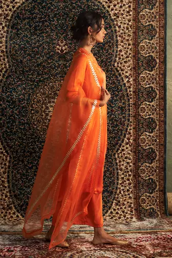 Saffron model satin  kurta set