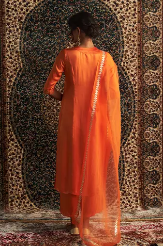 Saffron model satin  kurta set