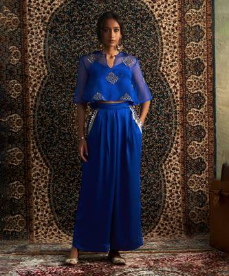 Blue organza coord set 1