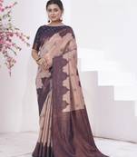 Light Purple kanjivaram silk blend zari Weaving With Gold Zari Border And Pallu Saree With Blouse For Women