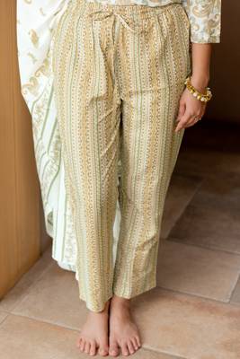 White Green Kalamkari Print Zardosi Embroidery Cotton Kurta With Pant And Dupatta Set 6