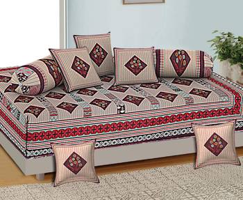 Aj home traditional jaipuri 100% cotton diwan set (set of 8) 2