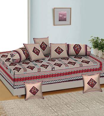 Aj home traditional jaipuri 100% cotton diwan set (set of 8) 4