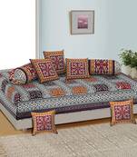 Aj home traditional jaipuri 100% cotton diwan set (set of 8)