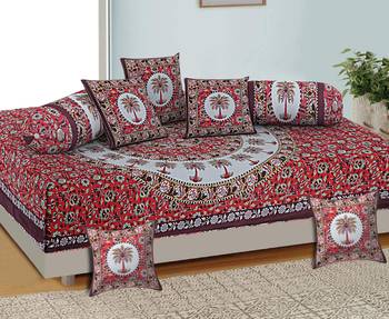 Aj home traditional jaipuri 100% cotton diwan set (set of 8) 2