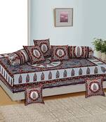 Aj home traditional jaipuri 100% cotton diwan set (set of 8)