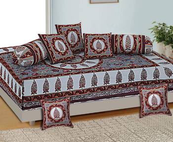 Aj home traditional jaipuri 100% cotton diwan set (set of 8) 2