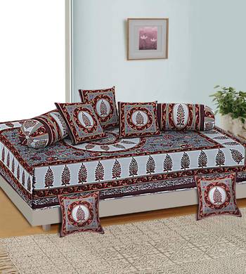 Aj home traditional jaipuri 100% cotton diwan set (set of 8) 4