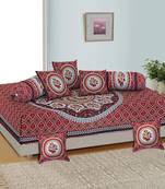 Aj home traditional jaipuri 100% cotton diwan set (set of 8)