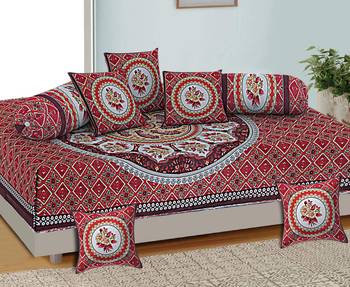 Aj home traditional jaipuri 100% cotton diwan set (set of 8) 2