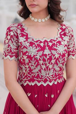 Rani Colour Faux georgette Heavy Embroidery Work Party Wear Fully Stitched Gown  5