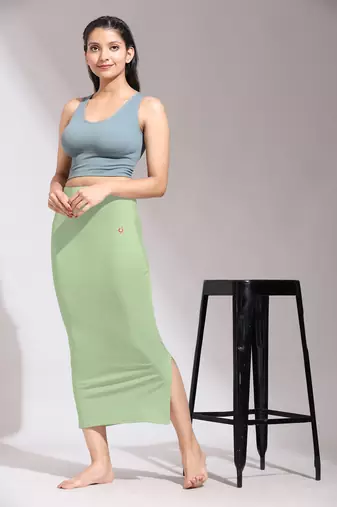 Trendmalls Solid Nylon Soft Petticoat Skirts for Women Saree Shape Wear 2 Piece