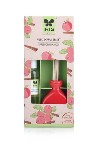 Iris new apple cinnamon fragances reed diffuser set with oil 45ml with ceramic pot & diffuser stick