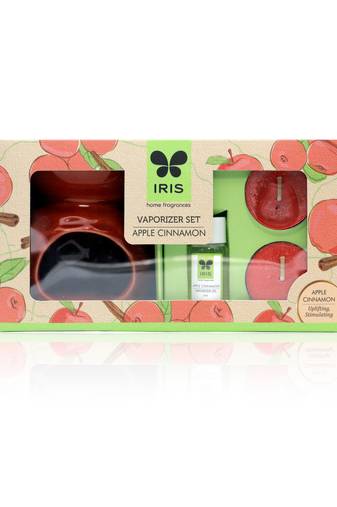 Iris new apple cinnamon fragrance ceramic vapourizer with 5ml oil and 2 tealights
