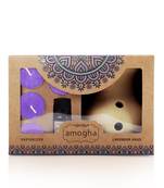 Amogha lavender khus fragrance vaporizer with 4 tealights and 10ml oil