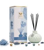 Iris celeste coral blue reed diffuser eith 1n ceramic pot 6n reed sticks and 200ml diffuser oil