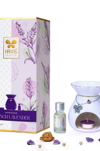 Iris celeste french lavender fragrance vaporizer with vaporizer jar 2n tealights and 15ml oil