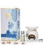 Iris celeste coral blue fragrance vaporizer with vaporizer jar 2n tealights and 15ml oil
