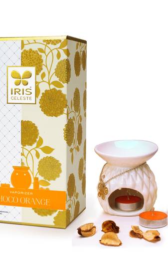 Iris celeste choco orange fragrance vaporizer with vaporizer jar 2n tealights and 15ml oil