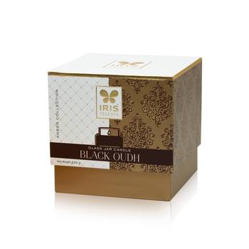 Iris celeste apothcary jar candle fragrance black oudh madhina star  225g 8oz amber collection 3