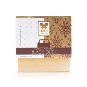 Iris celeste apothcary jar candle fragrance black oudh madhina star  225g 8oz amber collection 4
