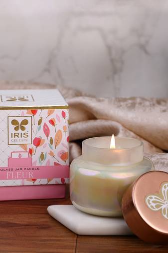 Iris celeste apothcary jar candle fragrance fleur  variant kenzo  113g 4oz pearl collection