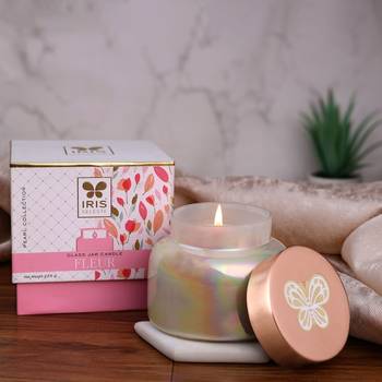 Iris celeste apothcary jar candle fragrance fleur  variant kenzo  225g 8oz pearl collection 1