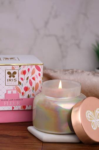 Iris celeste apothcary jar candle fragrance fleur  variant kenzo  225g 8oz pearl collection