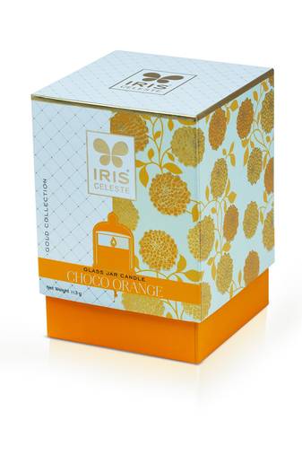 Iris celeste bell jar candle fragrance choco orange 113g 4oz gold collection