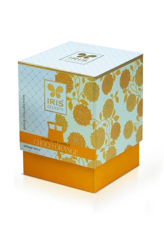 Iris celeste hurricane candle fragrance choco orange 285g 10oz gold collection