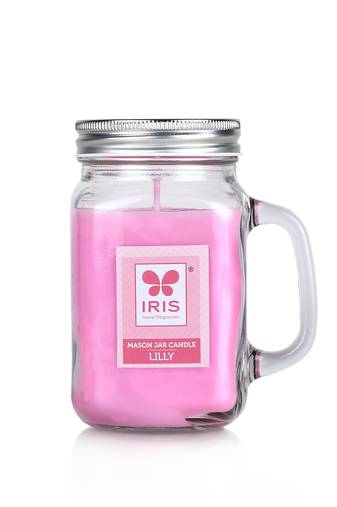 Iris home fragrances lilly mason jar candle- 310gm- burn time 40hrs