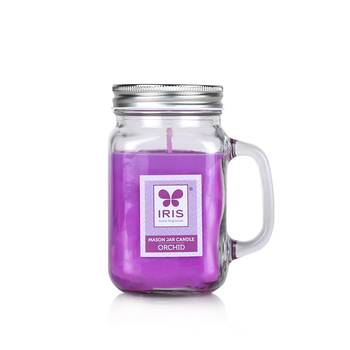 Iris home fragrances orchid mason jar candle- 310gm- burn time 40hrs 1