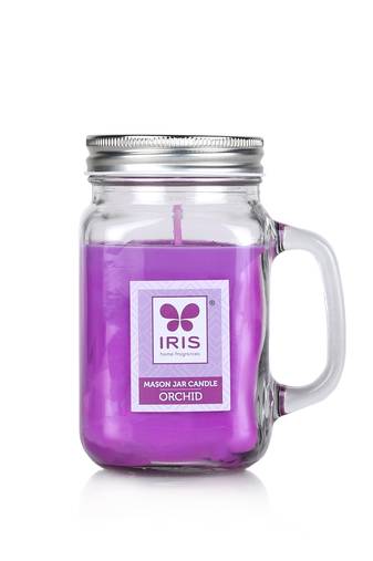 Iris home fragrances orchid mason jar candle- 310gm- burn time 40hrs