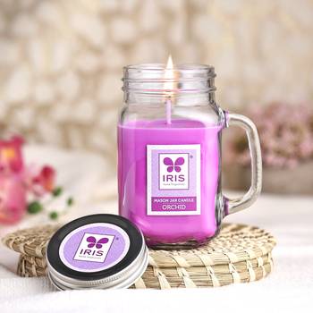 Iris home fragrances orchid mason jar candle- 310gm- burn time 40hrs 4
