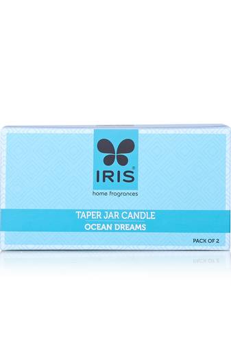 Iris home fragrances ocean dream taper jar candle- pack of 2- 110g each- burn time 25hr per candle