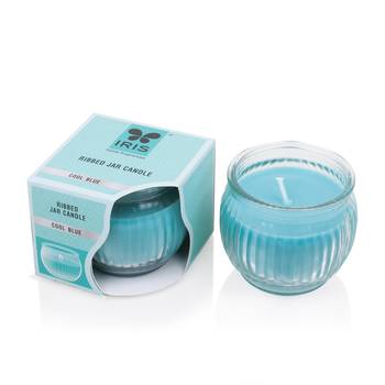 Iris homefragrances ribbed jar candle- 110g - fragrance cool blue(set of 2) 2