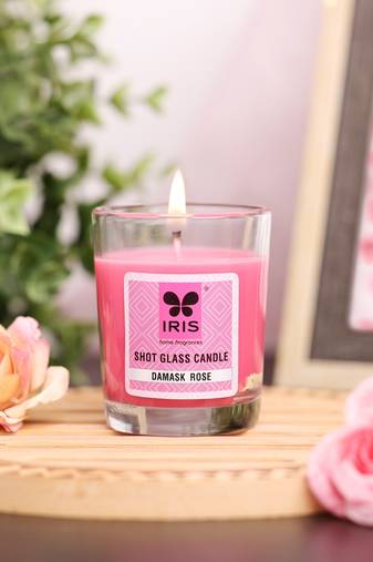 Iris homefragrances shot glass candle- fragrance damask rose- 40g(set of 3)