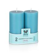Iris homefragrances pack of 2 cool blue fragrance pillar candles- 160g each- 2"x 4"