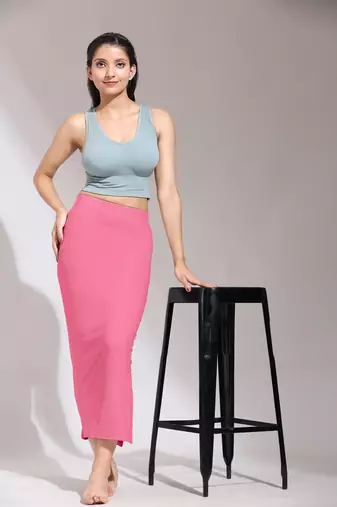 Trendmalls Solid Nylon Soft Petticoat Skirts for Women Saree Shape Wear 2 Piece
