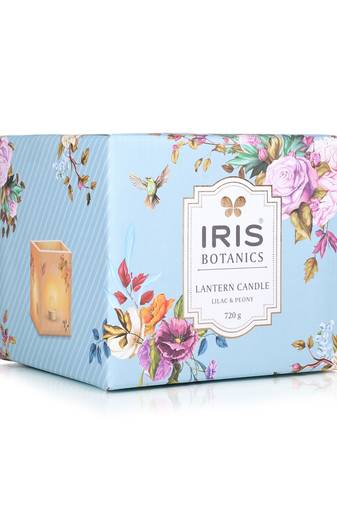 Iris botanics lantern candle- fragrance lilac & peony- 720g