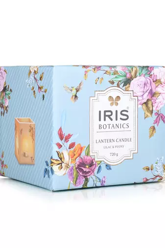 Iris botanics lantern candle- fragrance lilac & peony- 720g