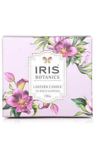 Iris botanics lantern candle- fragrance tea rose & agarwood- 720g