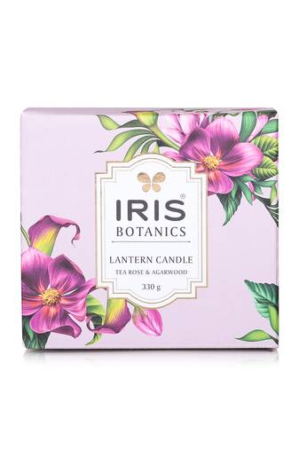 Iris botanics lantern candle- fragrance tea rose & agarwood- 330g