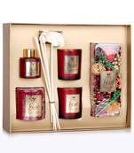 Iris bliss velvet musk fragrance giftset with reed diffuser votive candles potpourri & pillar candle