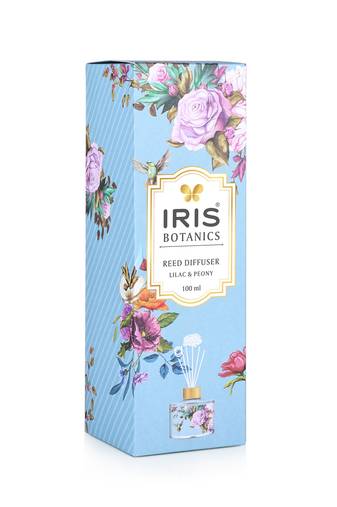 Iris botanics reed diffuser set with 100ml oil and 6n reed sticks- fragrance lilac & peony