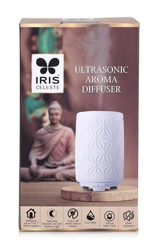 Iris celeste ultrasonic diffuser with 7 colour changing led lights- colour white