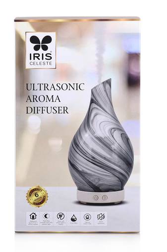 Iris celeste ultrasonic diffuser with 7 colour changing led lights- colour black and white
