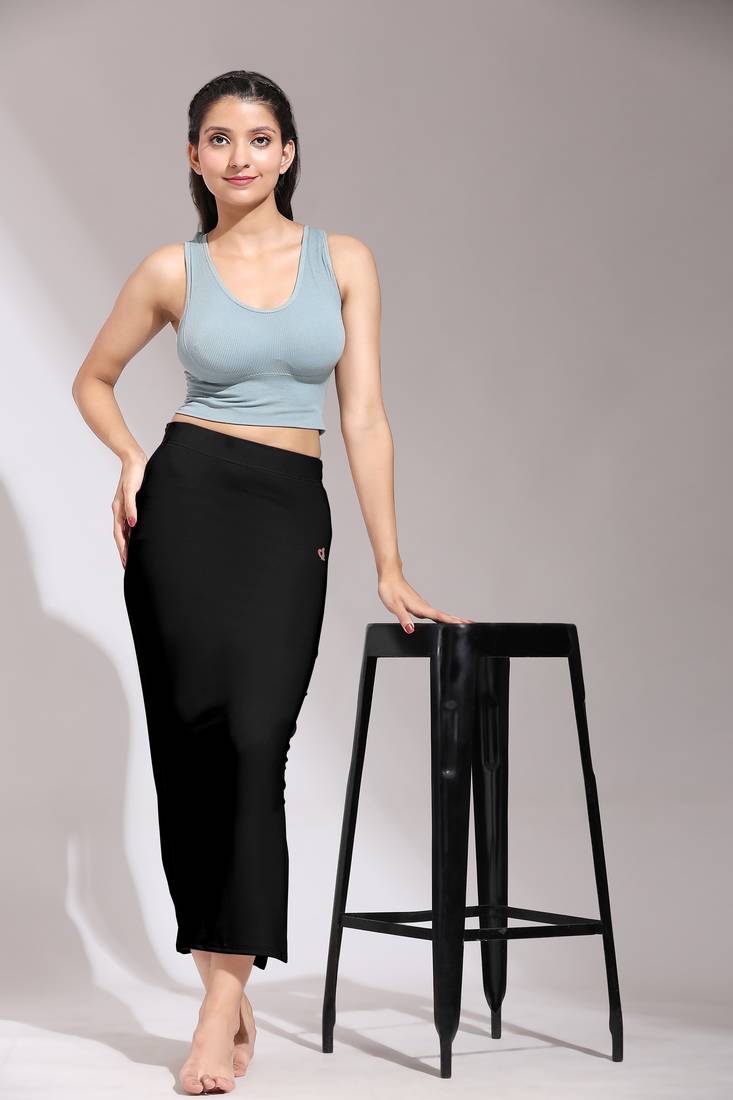 Solid Nylon Soft Petticoat Skirts for Women Saree Shape Wear 2 Piece